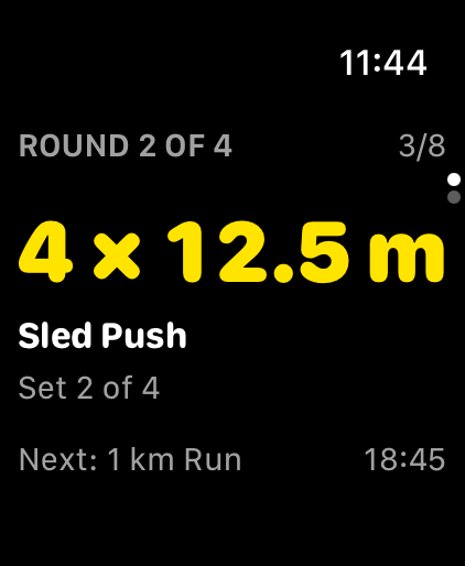 A ROXER workout running on Apple Watch